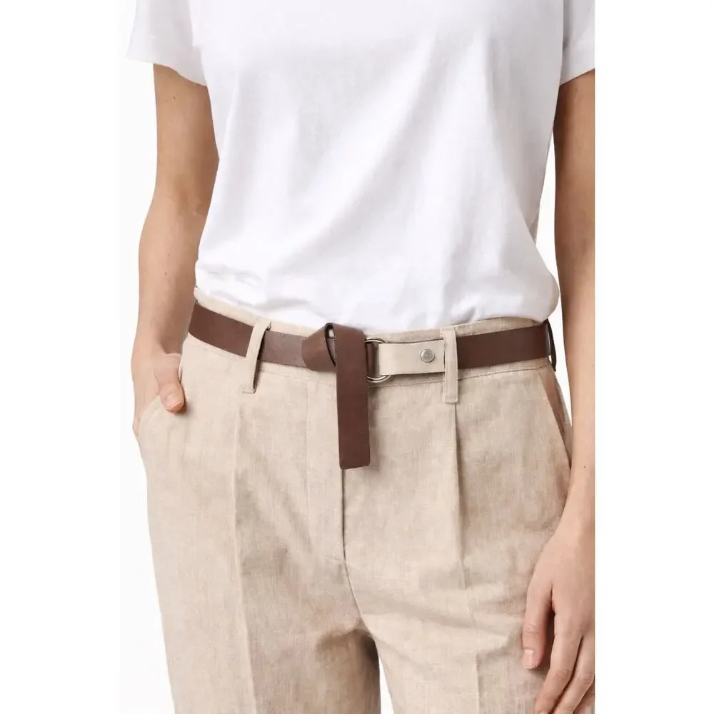 Peserico Made in Italy Leather Belt Brown Beige Two Tone